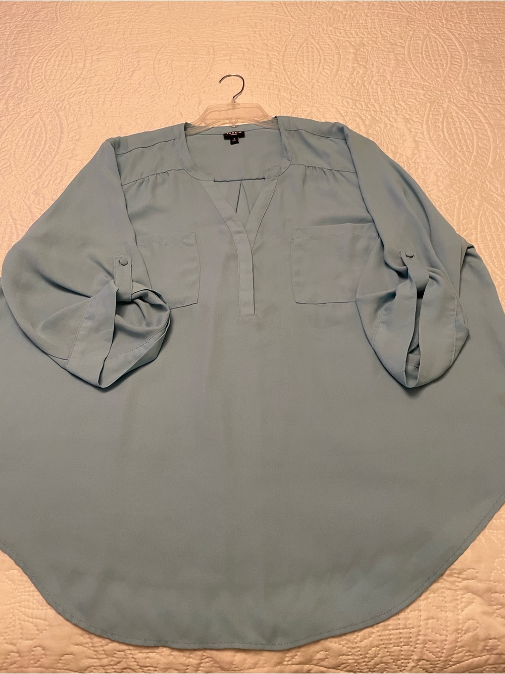 TORRID Harper Size 3X Blue Pullover Polyester V Neck Top with Pockets